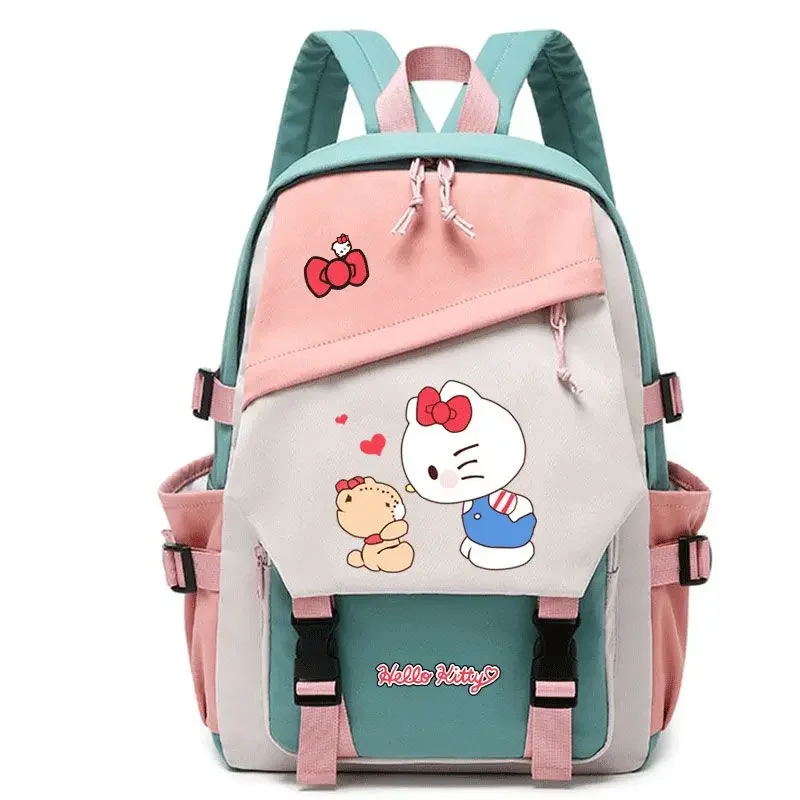 Sac à dos Kawaii Sanrio Mymelody Kuromi, cartable avec pompon, dessin animé, grande capacité, pour étudiants, pour l'extérieur, nouvelle collection