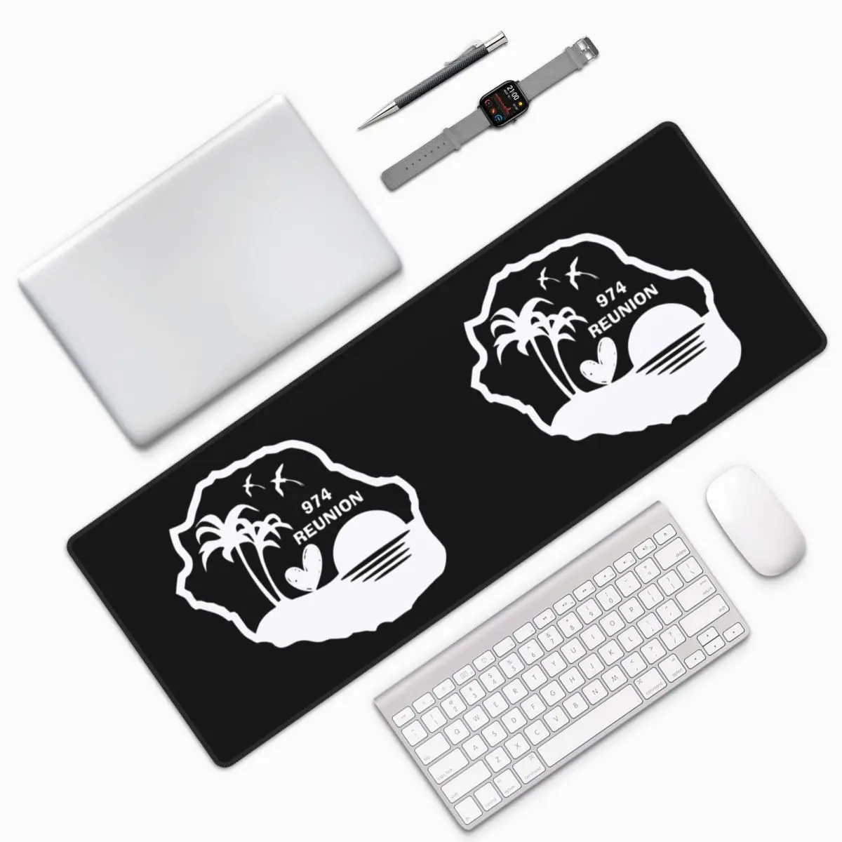 974 Reunion Island Large Mouse Pad Computer Keyboard Mouse Mat Gaming PC Laptop Desk Mat Office Accessories Table Mats