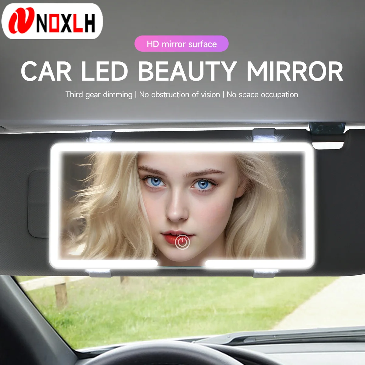 HD Mirror Ultra Thin Car Makeup Mirror with LED Sun Visor Dimmable Touchscreen USB Charge  Auto Interior Vanity Mirror For Women