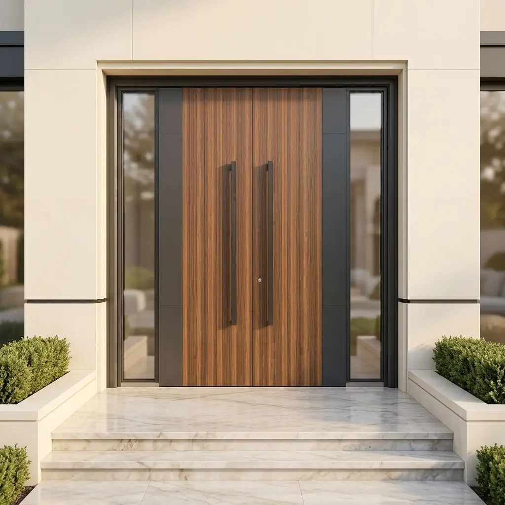 Customized Modern Heavy Duty Bulletproof Hinged Door Wear Resistant Aluminum Alloy Entrance Doors Anti Theft Residential Doors