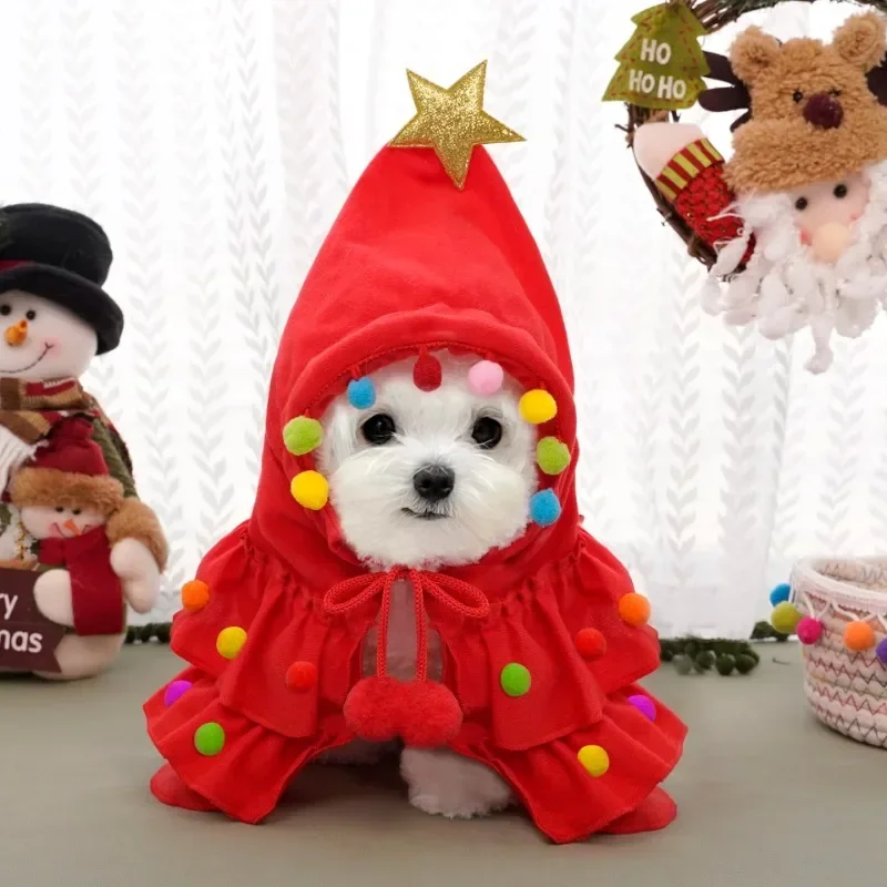 Dog Christmas Clothing Pet Clothing Small and Medium sized 2.5-5kg Puppy Pet Cloak Ropa Perro Holiday Decoration