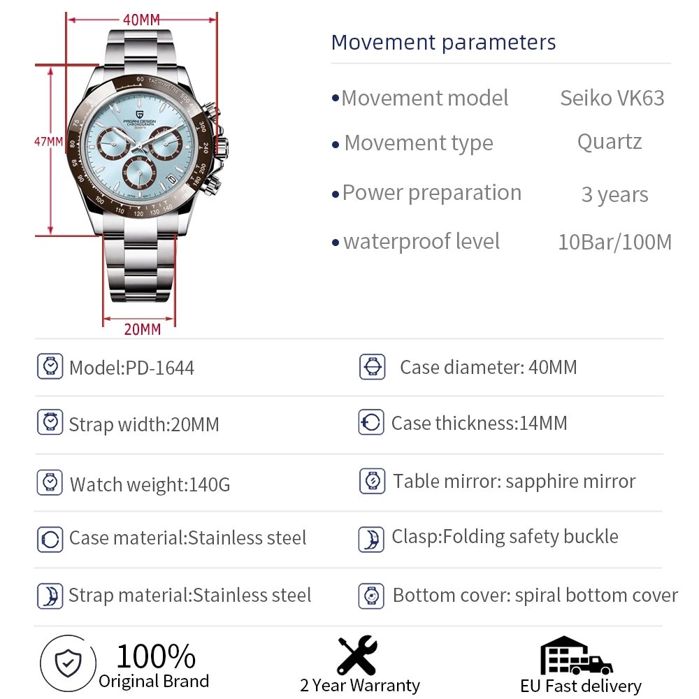 Imagem -06 - Pagani Design 2023 para Homens Jovens Relógios de Quartzo Negócios Relógio Homens Relógios Top Marca Relógio de Luxo Homens Cronógrafo Vk63 Reloj Hombre