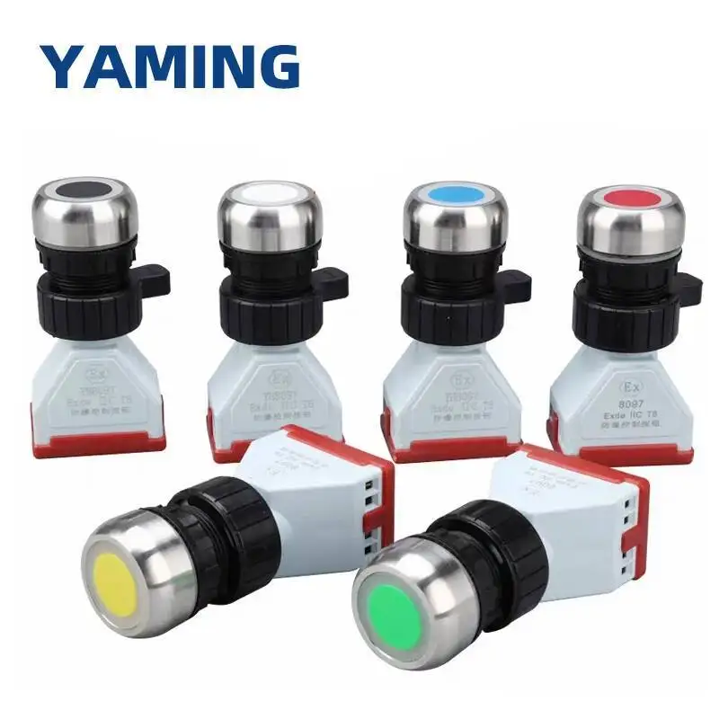 

EX 8097 Push Button Switch 1NO1NC Explosion-proof Indicator Light Power Supply Silver Contact Operation Distribution Box