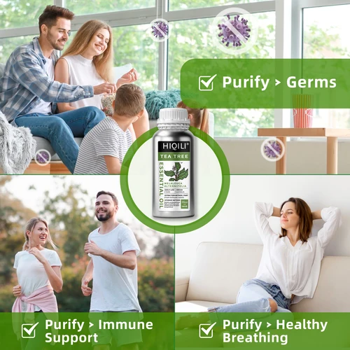 Imagen 2 del producto HIQILI-aceites esenciales de árbol de té, aromaterapia 500 natural pura, utilizado para difusor, humidificador, masaje, esterilización DIY, 100% ML