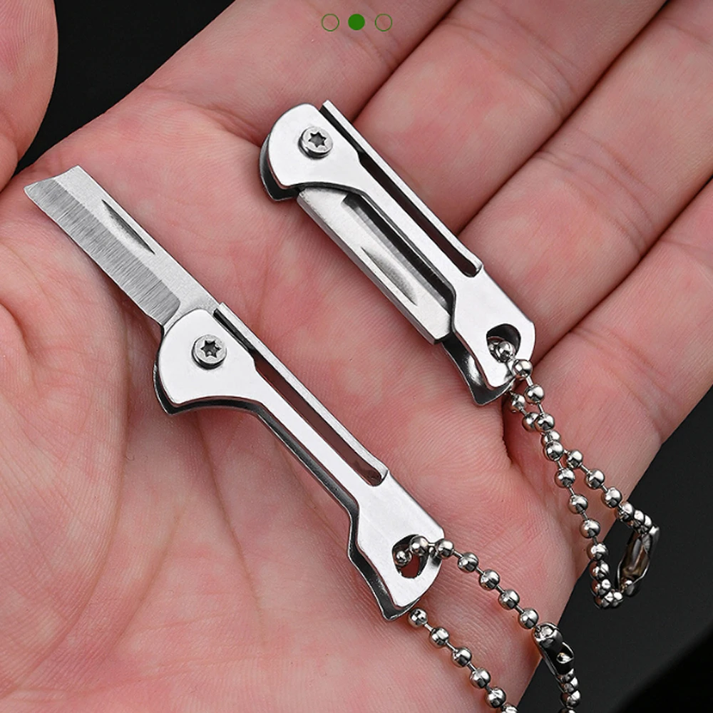 Mini Stainless Steel Square Head Mini Folding Knife Sharp Easy To Carry Express Delivery Unpacking Keychain Portable Knife