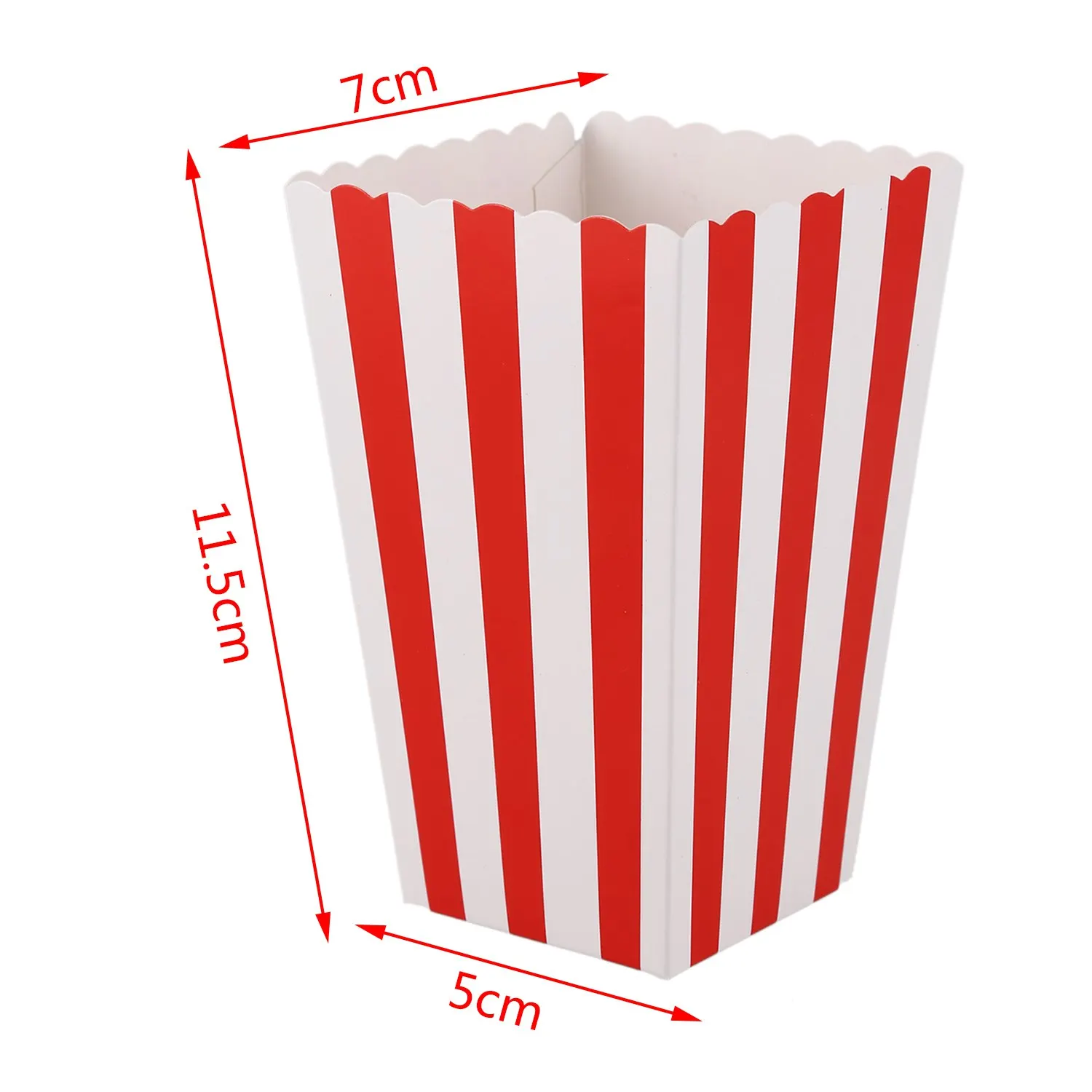●12 Cinema Stripes Treat Party Small Candy Favour Popcorn Bags Boxes,red