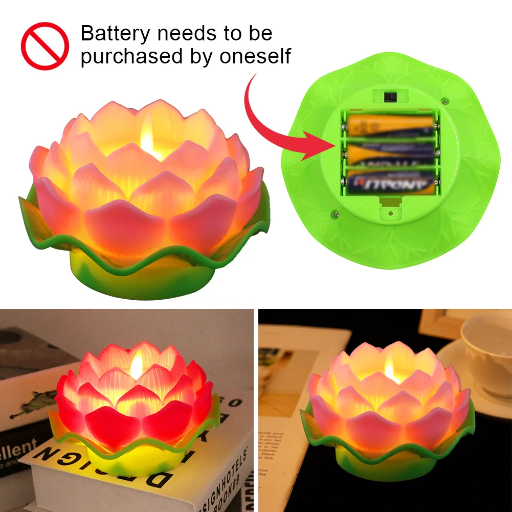 Lotus Flower Night Light Battery Operated Lotus Flower Multicolor LED Light Lotus Creative LED Electronic Candle Home Decoration