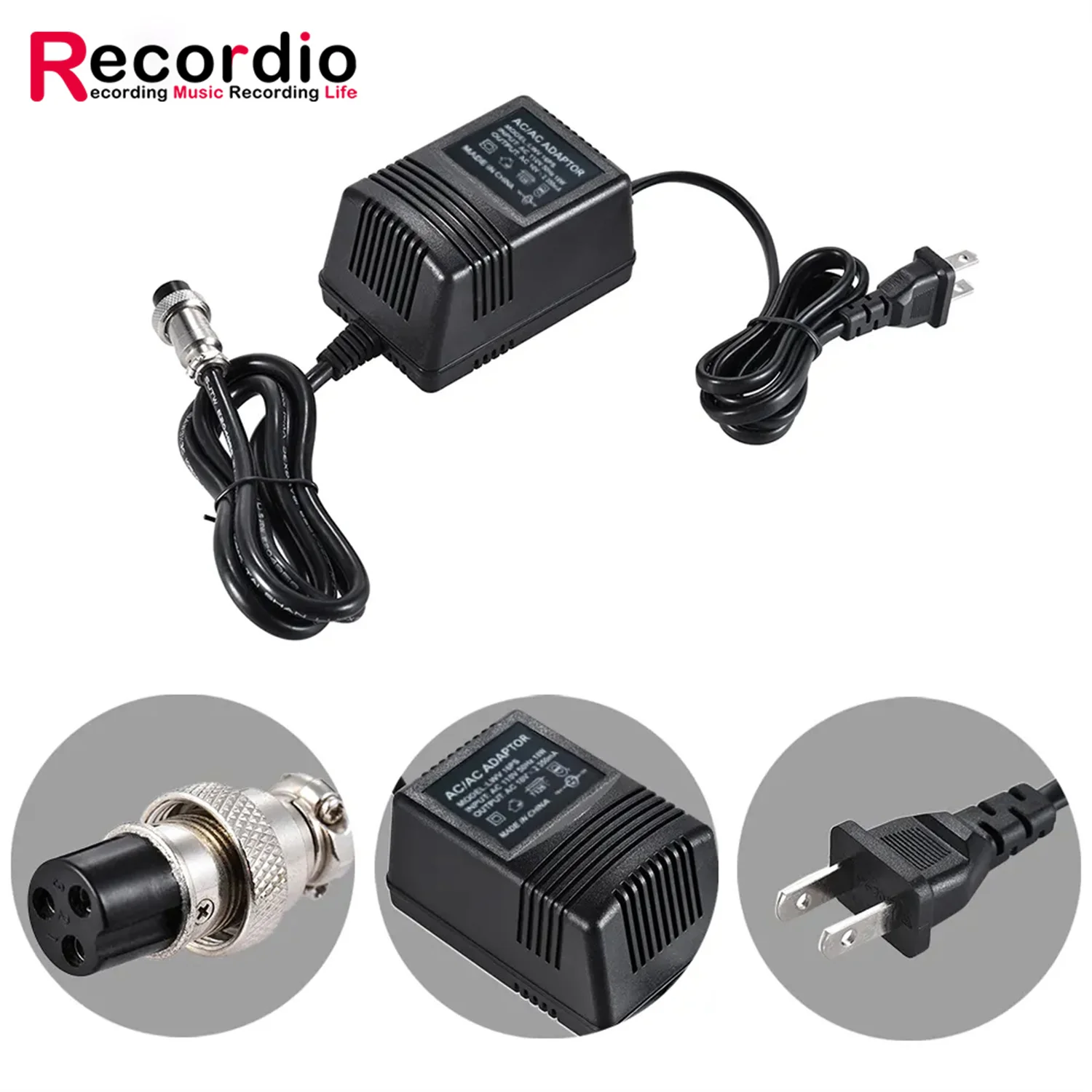 

GAZ-DC04 Mixing Console Mixer Power Supply AC Adapter 3 Pin Connector 18V 350ma 110V /220V Input Plug