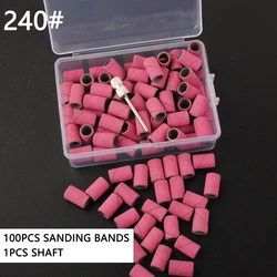 100Pcs Sanding Bands With 1Pcs Metal Shaft Set Nail Drill Bits For Remove Nail Polish Gel Dead Skin Calluses Cutter Drill Bit