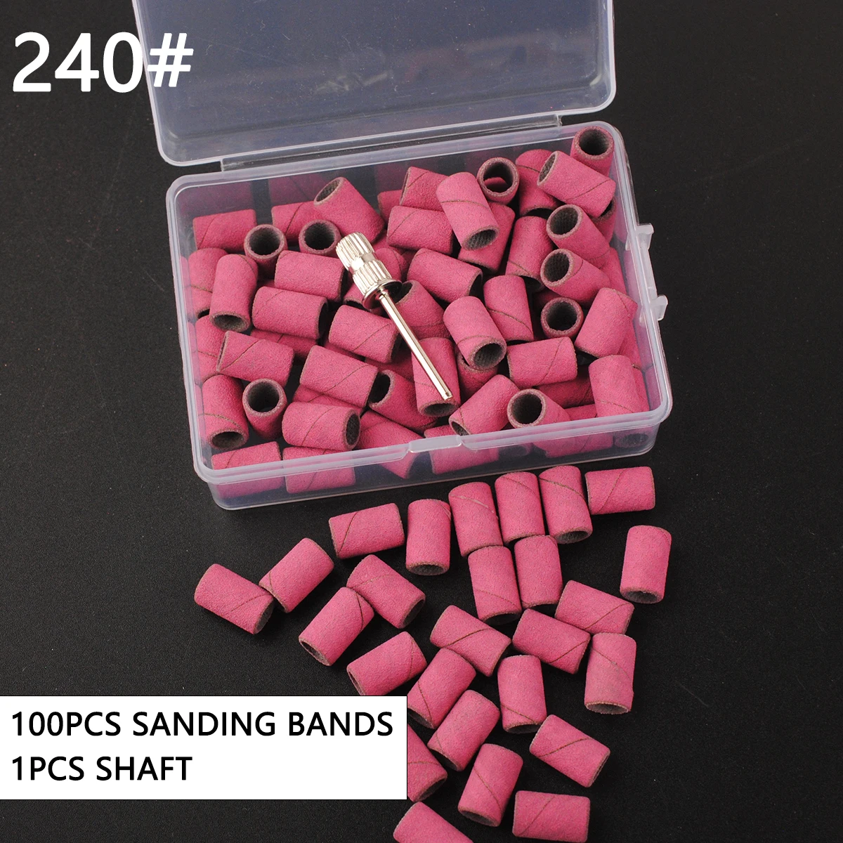 100Pcs Sanding Bands With 1Pcs Metal Shaft Set Nail Drill Bits For Remove Nail Polish Gel Dead Skin Calluses Cutter Drill Bit