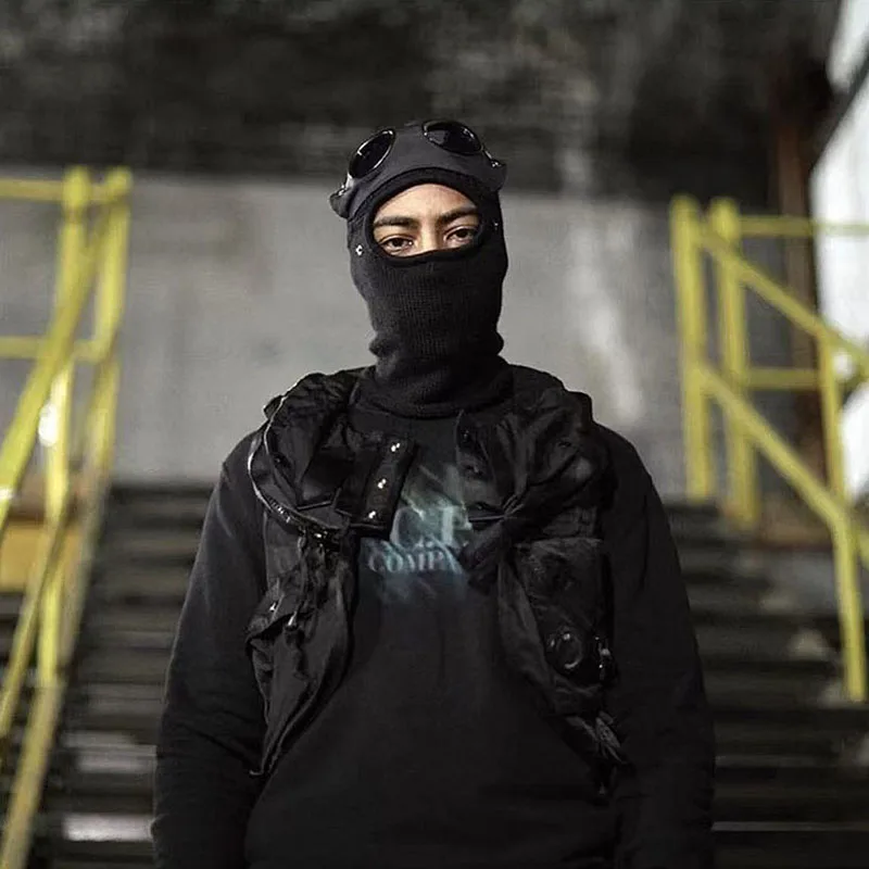 1個入り トレンド 秋冬 暖かい帽子 パイロットメガネ付き 男女兼用 耳当て付き 防風 サイクリング フルフェイスカバー 暖かいニット帽