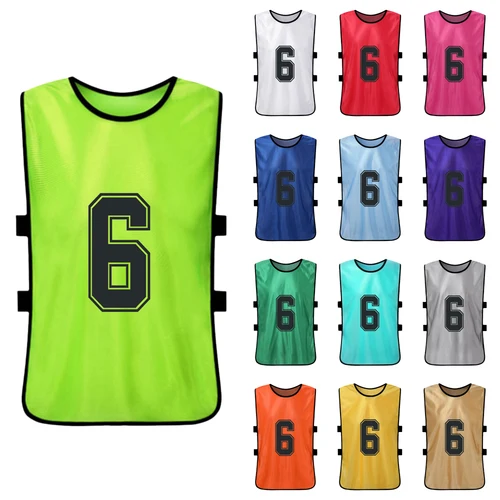 Imagen 2 del producto Pinnies de fútbol para adultos, camisetas del equipo de fútbol de secado rápido, deportes juveniles, equipo de fútbol, Baberos numerados, chaleco deportivo, 6 uds./2 uds.