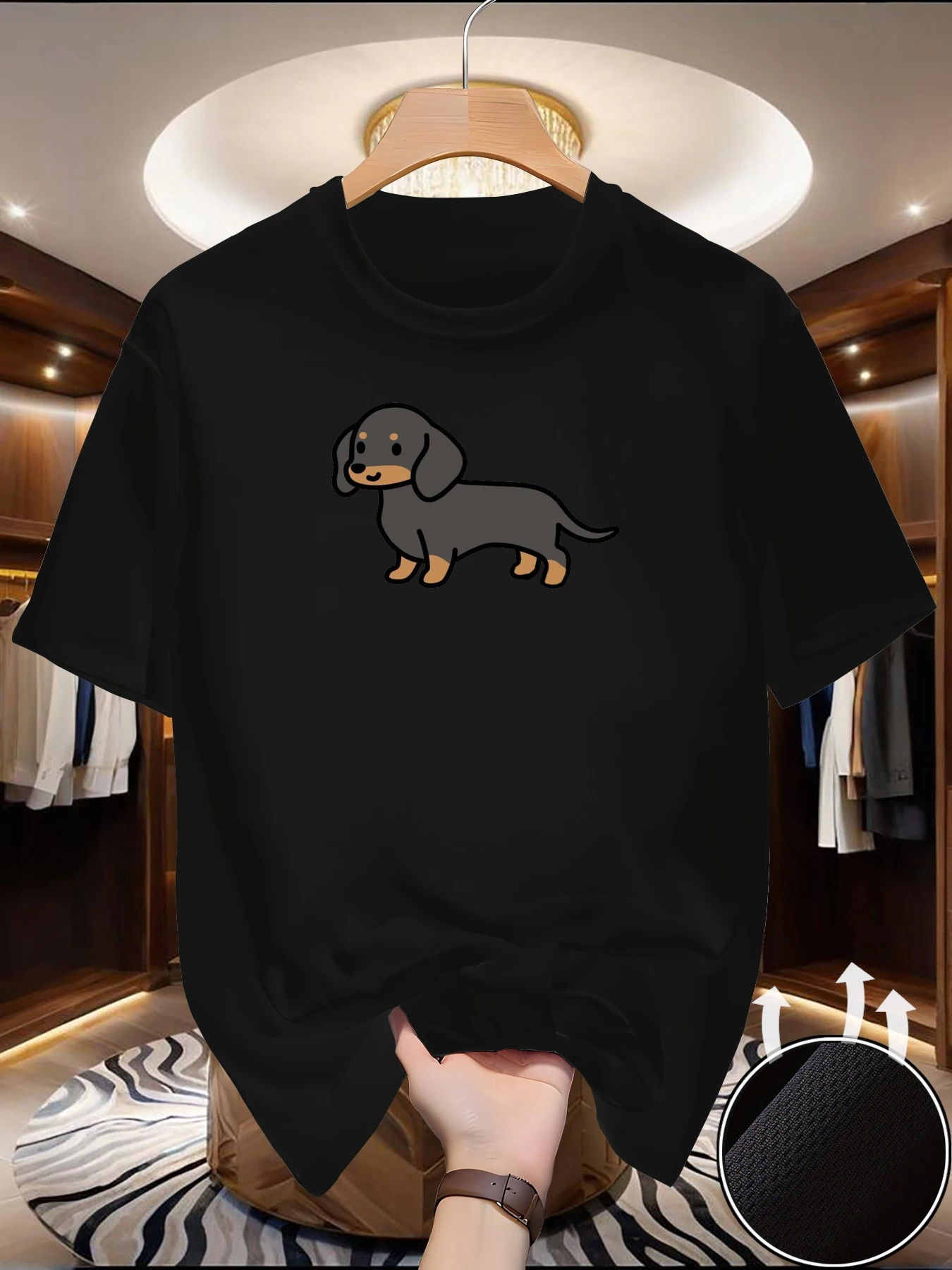 New Men's Dachshund print T-sh - Summer Clothing Europe recension och pris