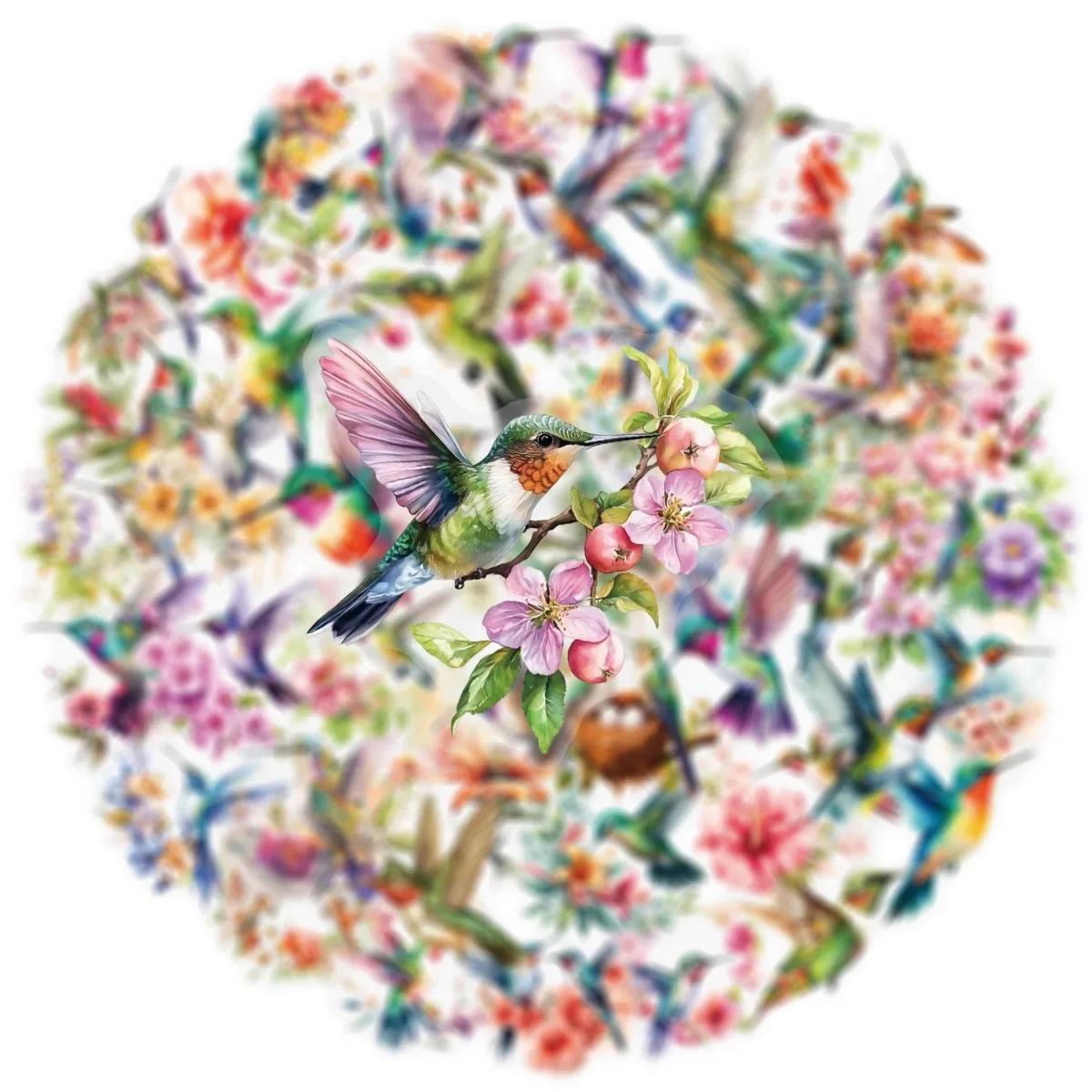 50/100PCS Cartoon Kolibrie Bloem PET Graffiti Stickers Esthetische Briefpapier DIY Decoratie Scrapbooking Laptop Skateboard