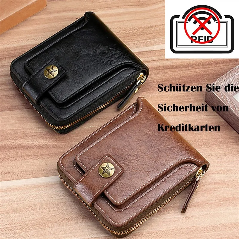 Vintage Small Men's Wallet Pu Leather Short Purse Men Hasp Zipper Clutch Solid Card Holder Money Bag Wallet Male Pocket