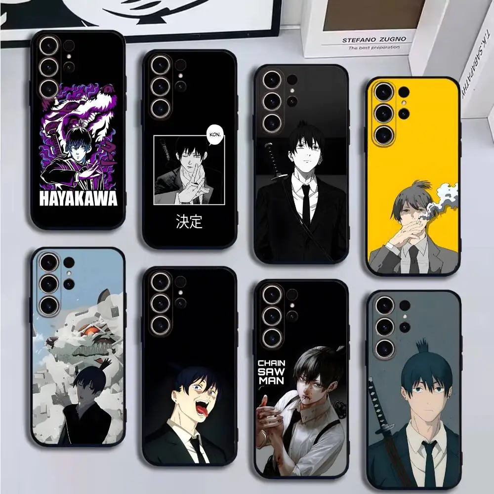 

C-ChainsawS M-Man Aki Hayakawa Phone Case For SamsungS25,24,21,22,23,30,Ultra,20,Plus,Fe,Lite,Note,10,9,Soft Black Cover