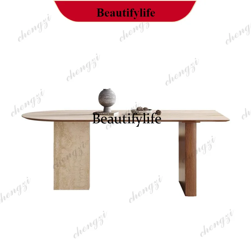 

K182French Solid Wood Dining Tables Vintage Rectangle Living Luxury Dining Tables Nordic White