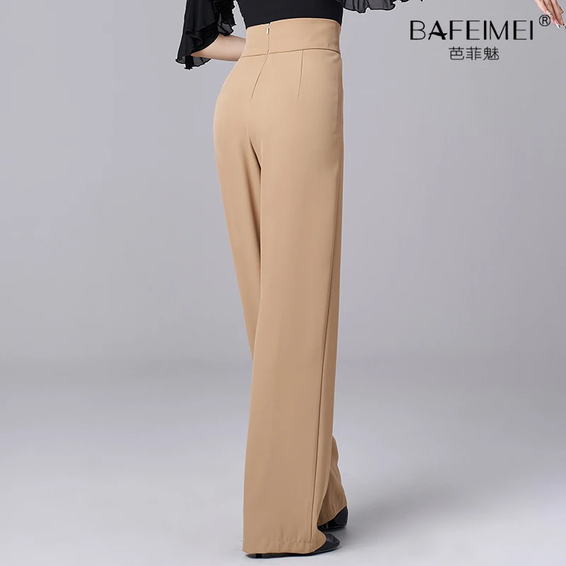 Pantalon de danse moderne pour femme, pantalon de valse, taille haute, pratique de la danse latine, salle de Rh, nouveau, 2024, 2038