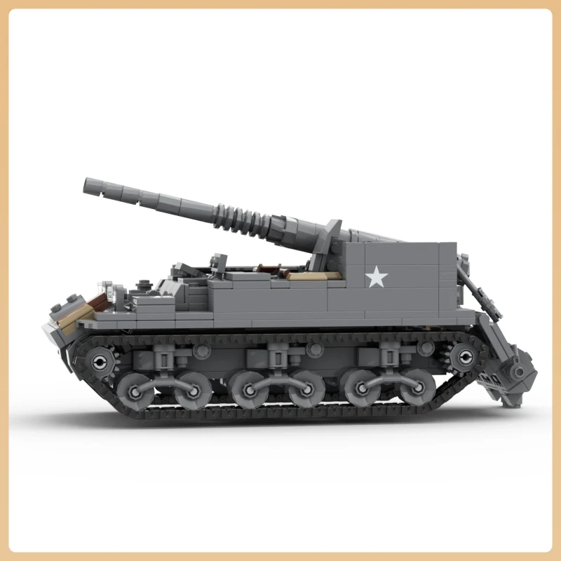 MOC Military Weapon Char B1 Tracked Heavy Tank Vehicle Building Blocks WWII M12 Gun Motor Carriage Model Bricks Toys for Kid