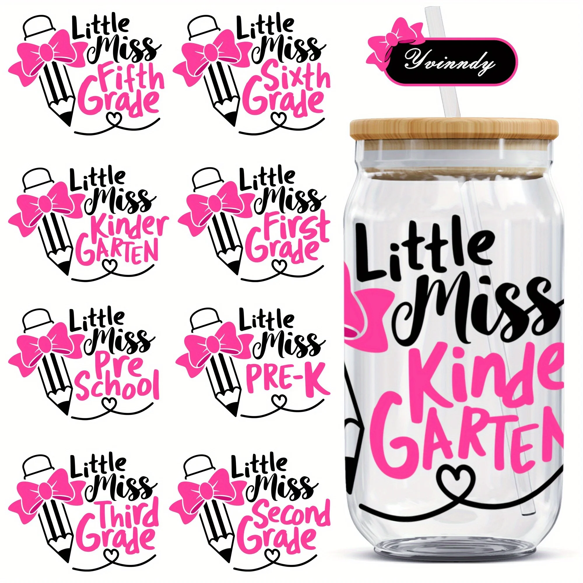 

4 Pieces Of School Svg Bundle UV DTF Transfer Decorative Paper - Waterproof And Scratch-Resistant For Mugs, 16-Ounce Cups