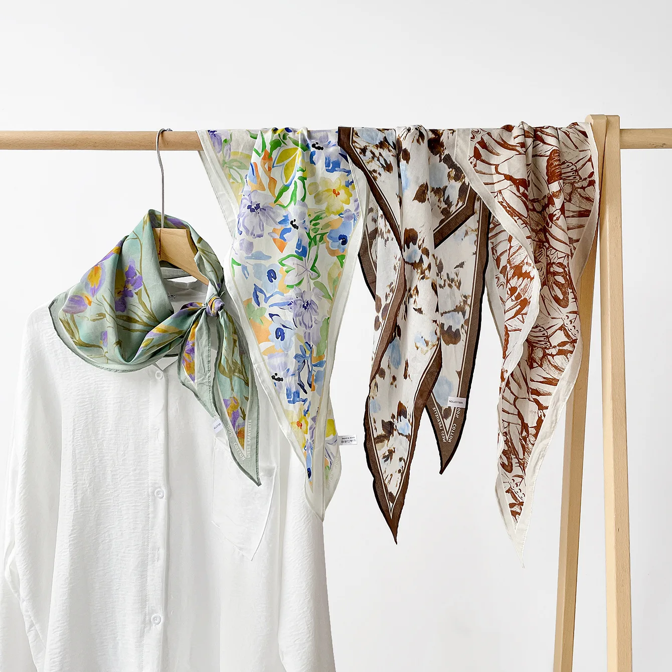 

Cotton Long Scarf Shawl Wrap Neckerchief Bandana Diamond Floral Soft Elegant Outdoor Party Female Casual Decor Accessory