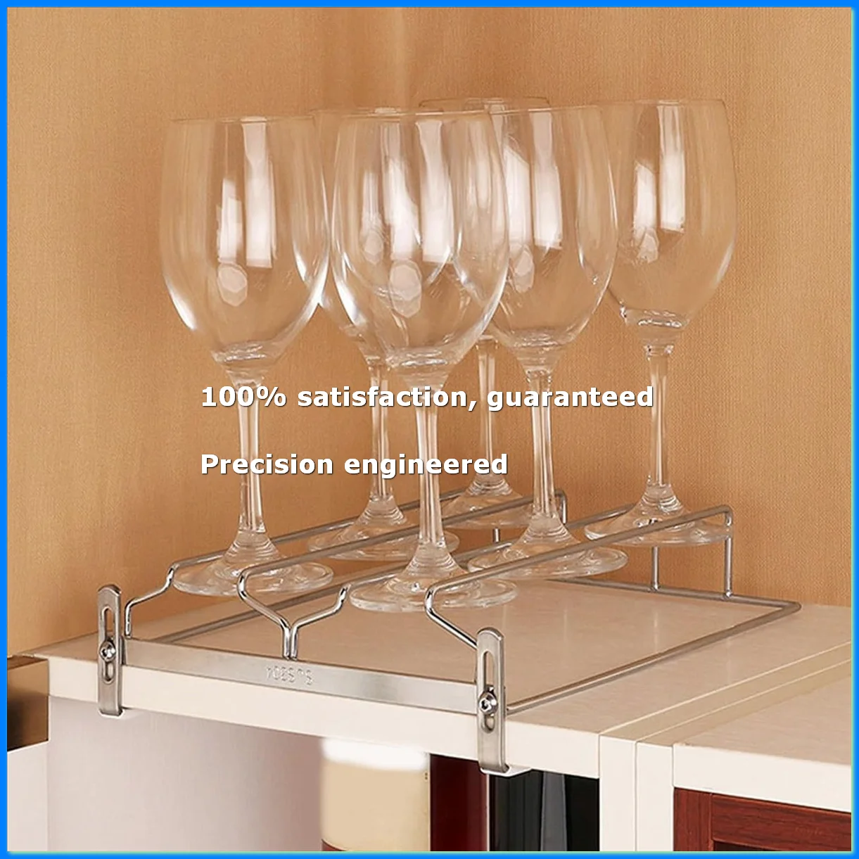 

Adjustable Wine Glass Organizer, Hanging Metal Wine Glass Rack, Wine Glass Holder Under Cabinet No Drilling for Bar 44cm-ELEC