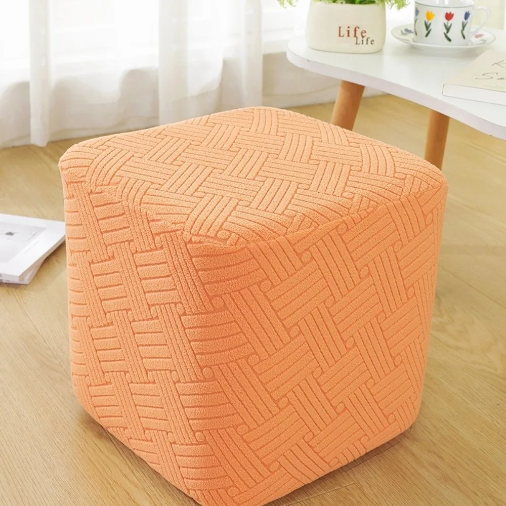 Durable Solid Color Jacquard Ottoman Cover Elastic Soft Footrest Slipcover T-Shape Footstool Case Living Room