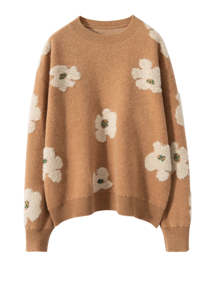 

100% Cashmere Sweater O-neck Long Sleeve Pullover Casual Lively Simple Style Cashmere Knitwear Autumn Winter Soft Warm Clothing