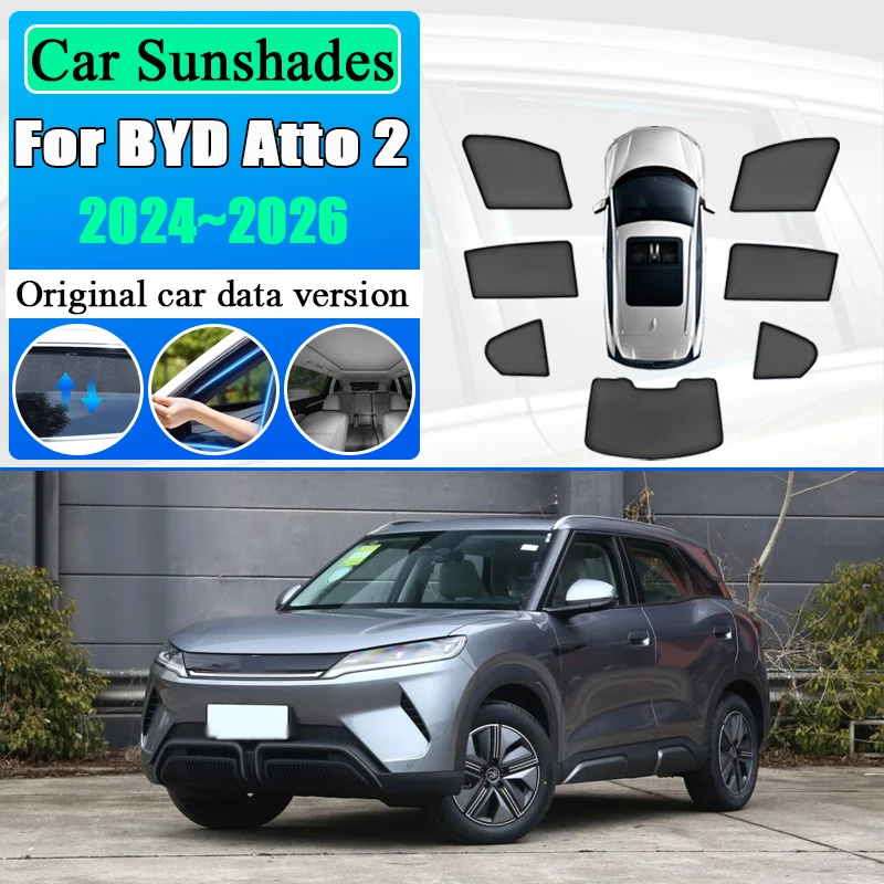 

Для BYD Atto 2 S1 Pro Yuan Up 2024 ~ 2026 Магнитный солнцезащитный козырек на лобовое стекло, боковое окно, автомобильные сетчатые солнцезащитные козырьки, теплоизоляционные аксессуары