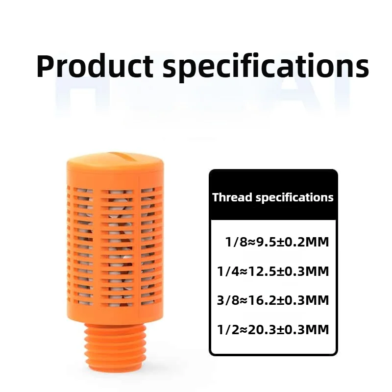 Hebai Pneumatic Pellet Muffler Quiet Plastic Pellet Muffler & Filter, 1/8' 1/4' 3/8' 1/2' Male Thread, for Pneumatic Systems