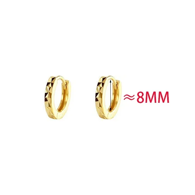 

Real 925 Sterling Silver 18K Gold Diamond Surface Round Hoop Earrings for Women Trendy Fine Jewelry Minimalist Accessories