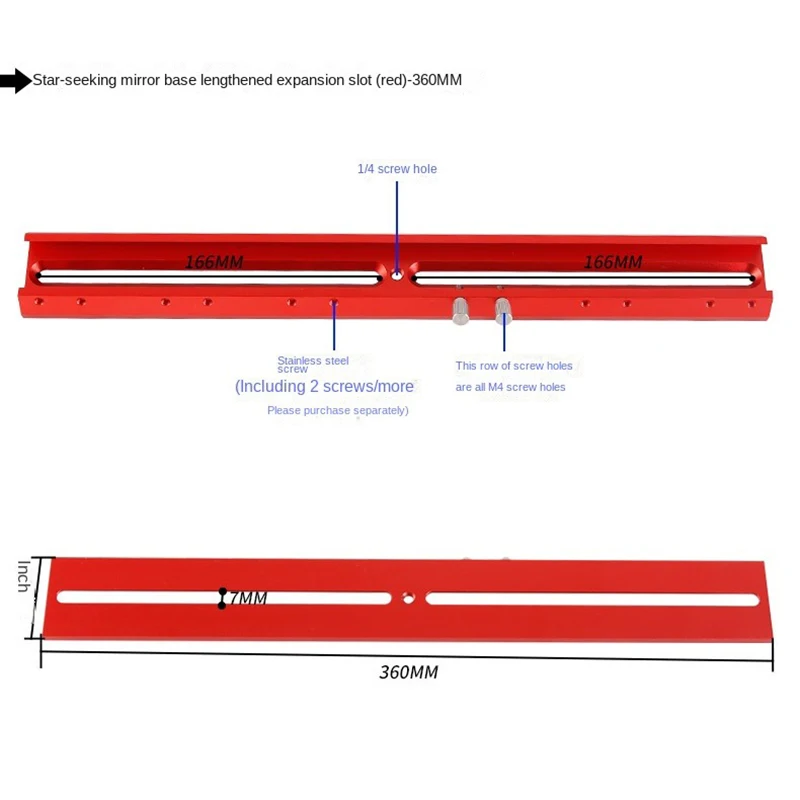 Dovetail Placa Base de Âmbito Finder, 60 Graus Guia Slot Usado como uma alça, usado para instalar Finderscope, Etc Acessórios, 220mm, 360mm