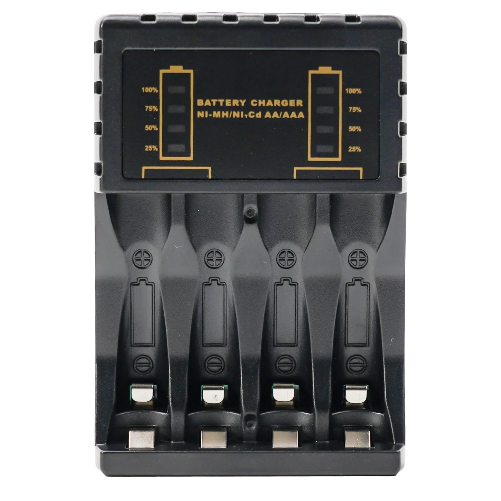User Friendly and Compact Battery Charger for AA AAA Rechargeable Batteries 4 Slots Reverse Polarity Detection