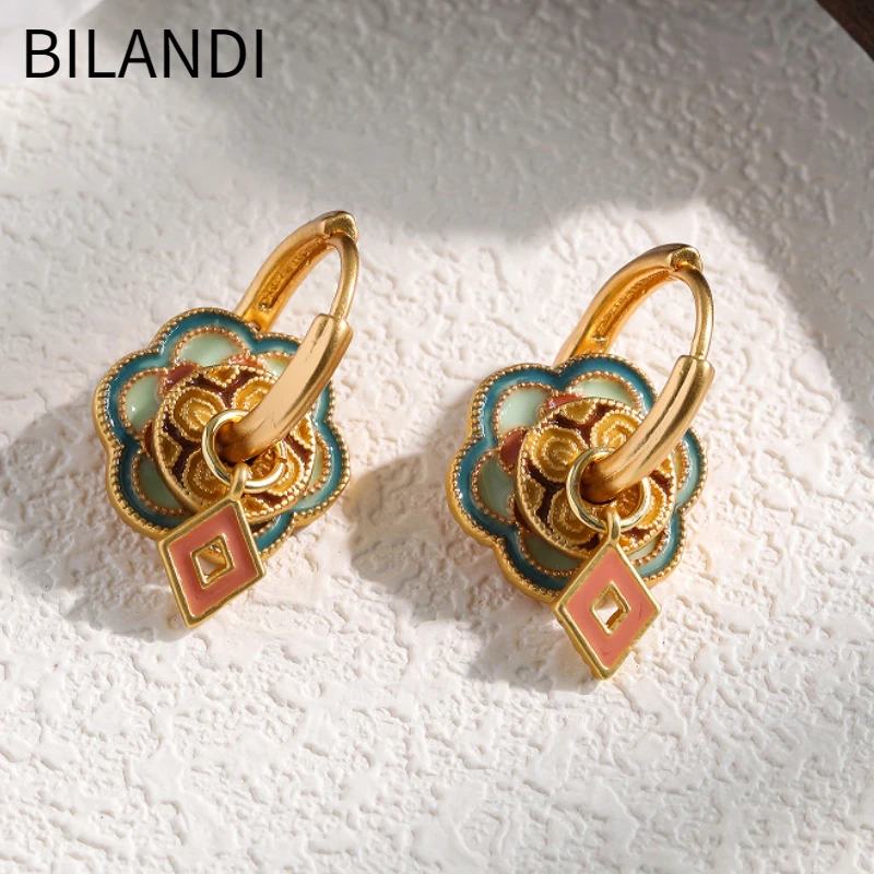 Bilandi Fashion Jewelry Vintage Temperament Enamle Dangle Earrings For Women Female Gifts Fine Ear Accessories Dropshipping