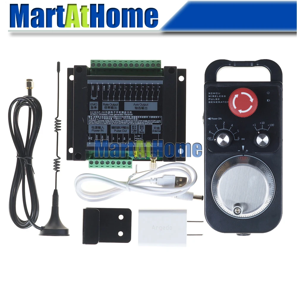 Gerador de Pulso Manual com Botão E-stop Mpg sem Fio Torno de Gravação Cnc Eixos 100ppr Npn Pnp