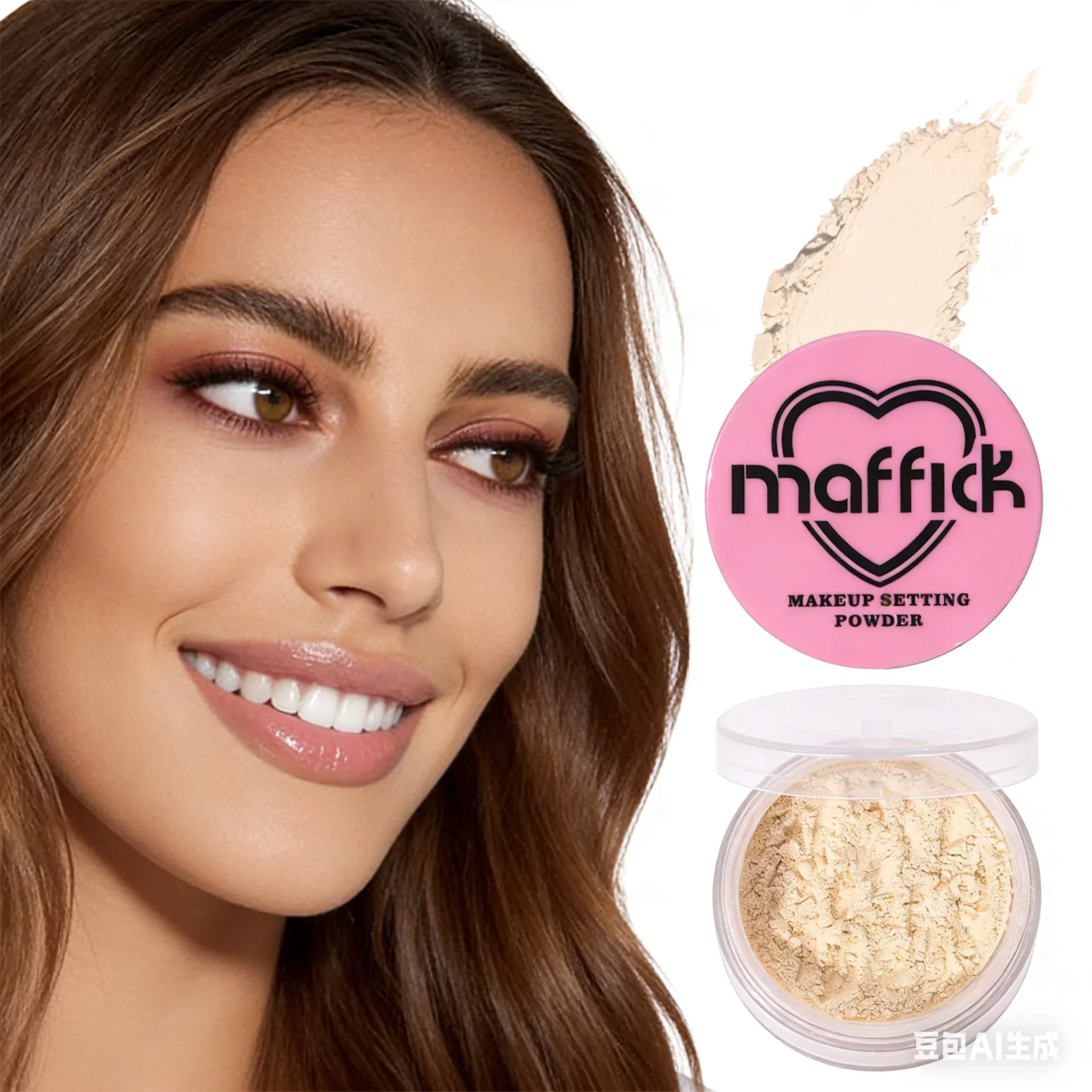 MAFFICK Cute Girl Setting Loose Powder Waterproof Oil Control Long Lasting Fine Face Makeup for Christmas & Valentines Day Gift