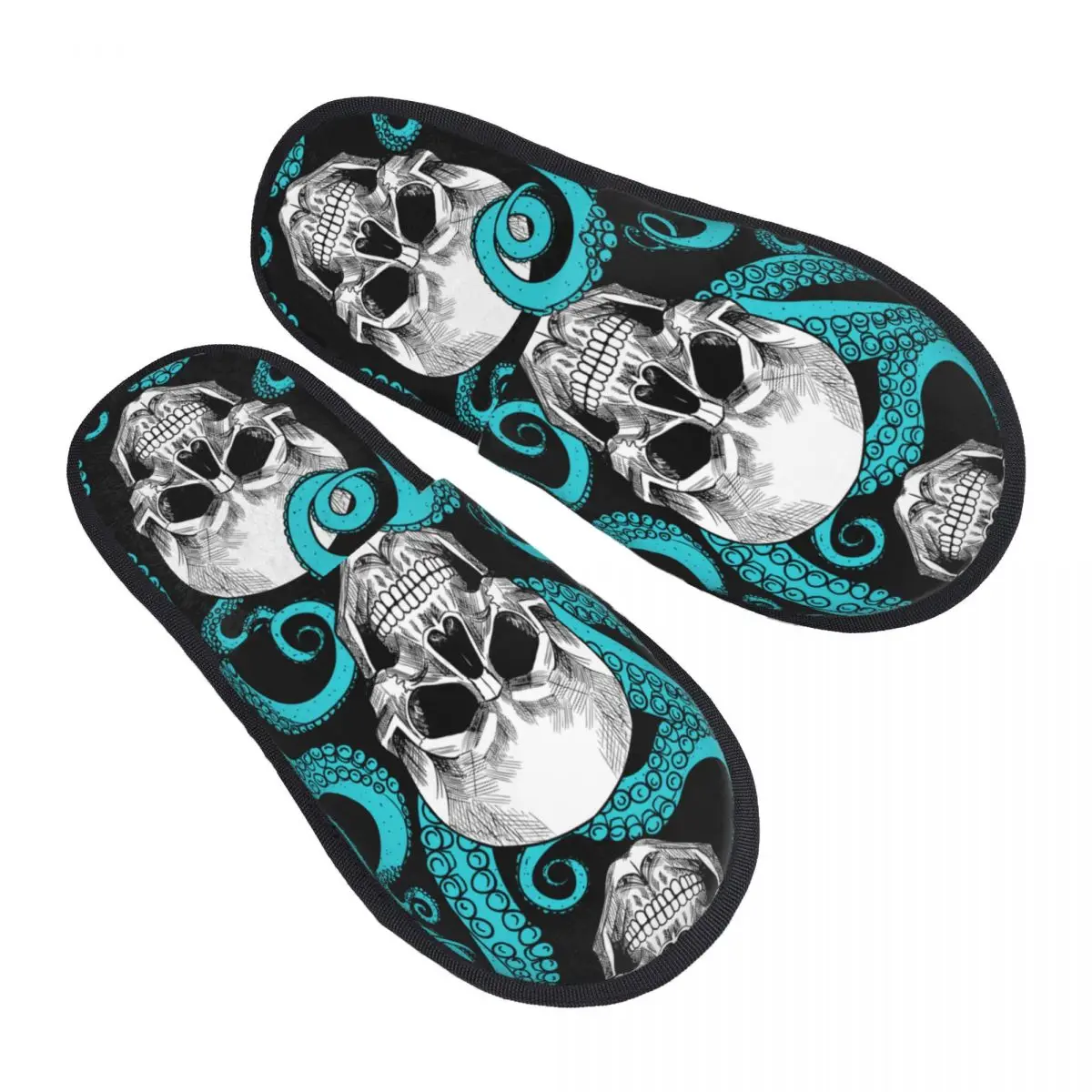 

Зимние тапочки для женщин и мужчин, модные пушистые теплые тапочки, белый череп с осьминогом, домашние тапочки, забавная обувь