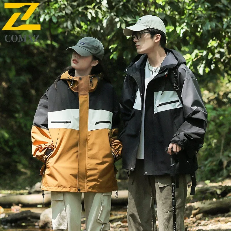 

COMXZ 2025 весенне-осенняя куртка с воротником-стойкой, мужское модное пальто с отложным воротником и 3D карманами, молодежная модная повседневная верхняя одежда