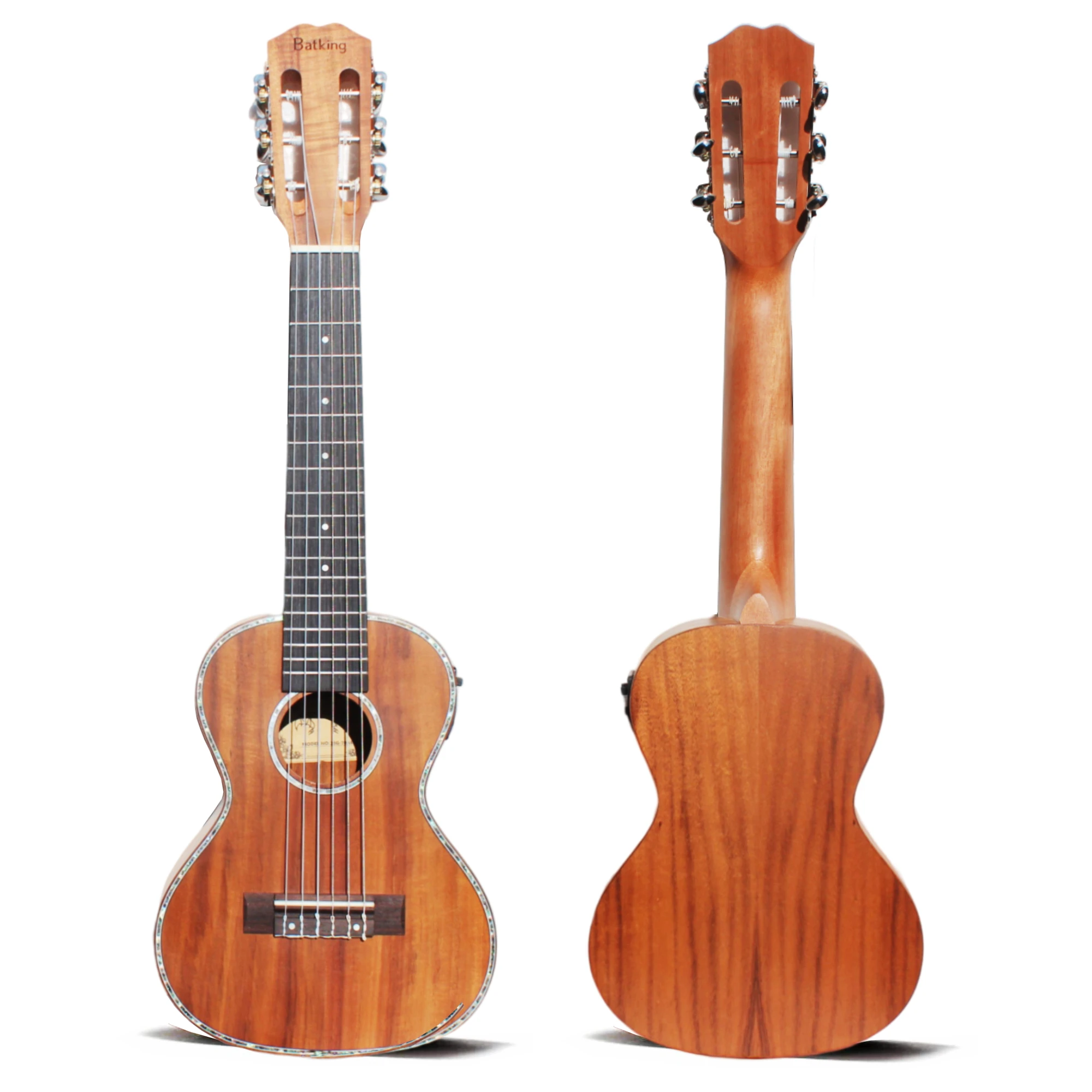 Batking Guitalele Left Hand, 28 inch Acoustic 6 Strings Electric Ukulele Small Travel Guitarlele Acacia KOA Wood Satin Finish