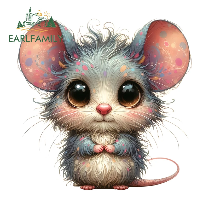EARLFAMILY Interesting Cartoon Mouse Cartoon Car Stickers Creative Artistic Racing Drifting Decal Waterproof Car Stylings