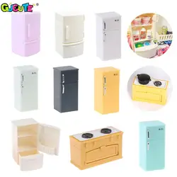 1/12 Mini Dollhouse White Refrigerator With Food Set Kitchen Toys Miniature Furniture Fridge Model Decorations For Kids Gift