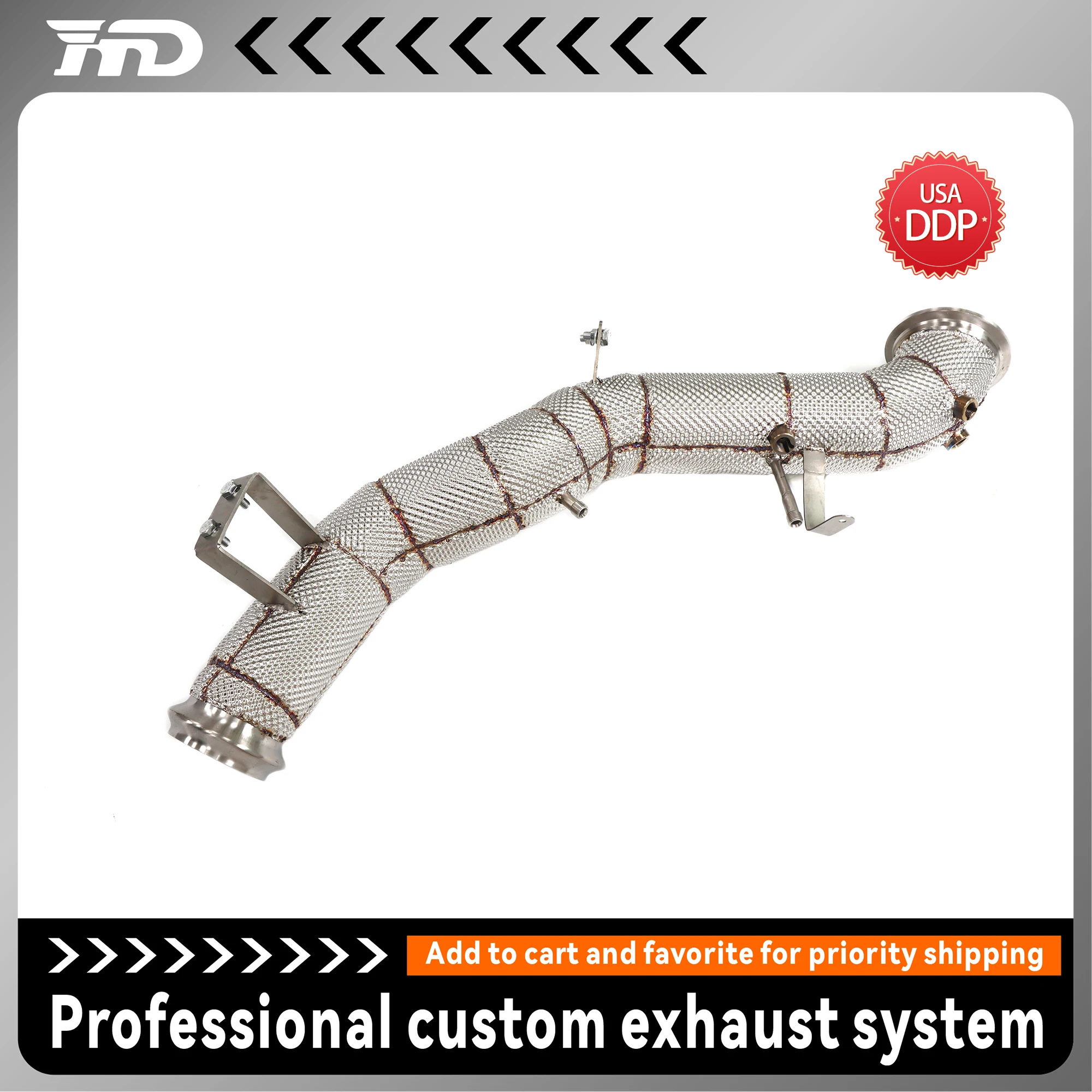 

for Mercedes Benz GLC63 2.0T 2024+ Performance Downpipe Catless/200 Cell Cat stainless steel Exhaust Racing Upgrade