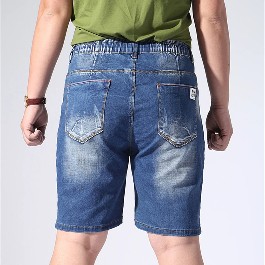 Plus Szie 9XL Denim Shorts Men Summer Elastic Waist Jeans Shorts Baggy Cargo Shorts Fashion Streetwear Short Pants Male Big Size