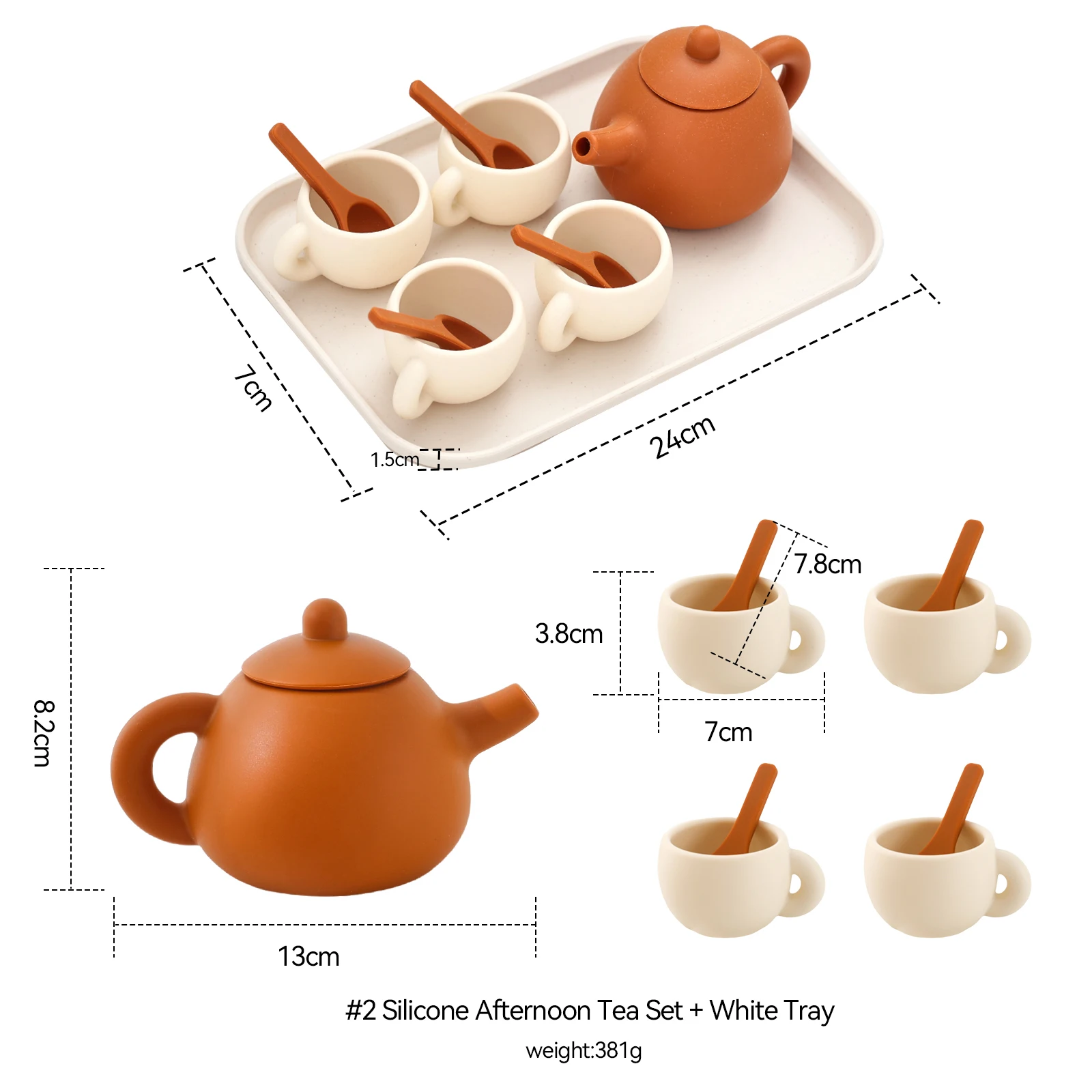 Free Custom Silicone Tea Set for Age 1-3 Kids, 6Pcs Teapot Cups Coasters Carrying Scoop, Kitchen Accessories Pretend Play Gifts