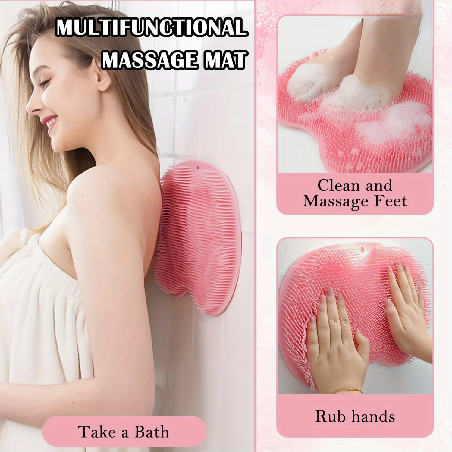 

Silicone Shower Back And Foot Scrubber, Wall Mounted Back Scrubber, Silicone Bath Massage Pad With Suction Cup, Bathroom Foot Wa