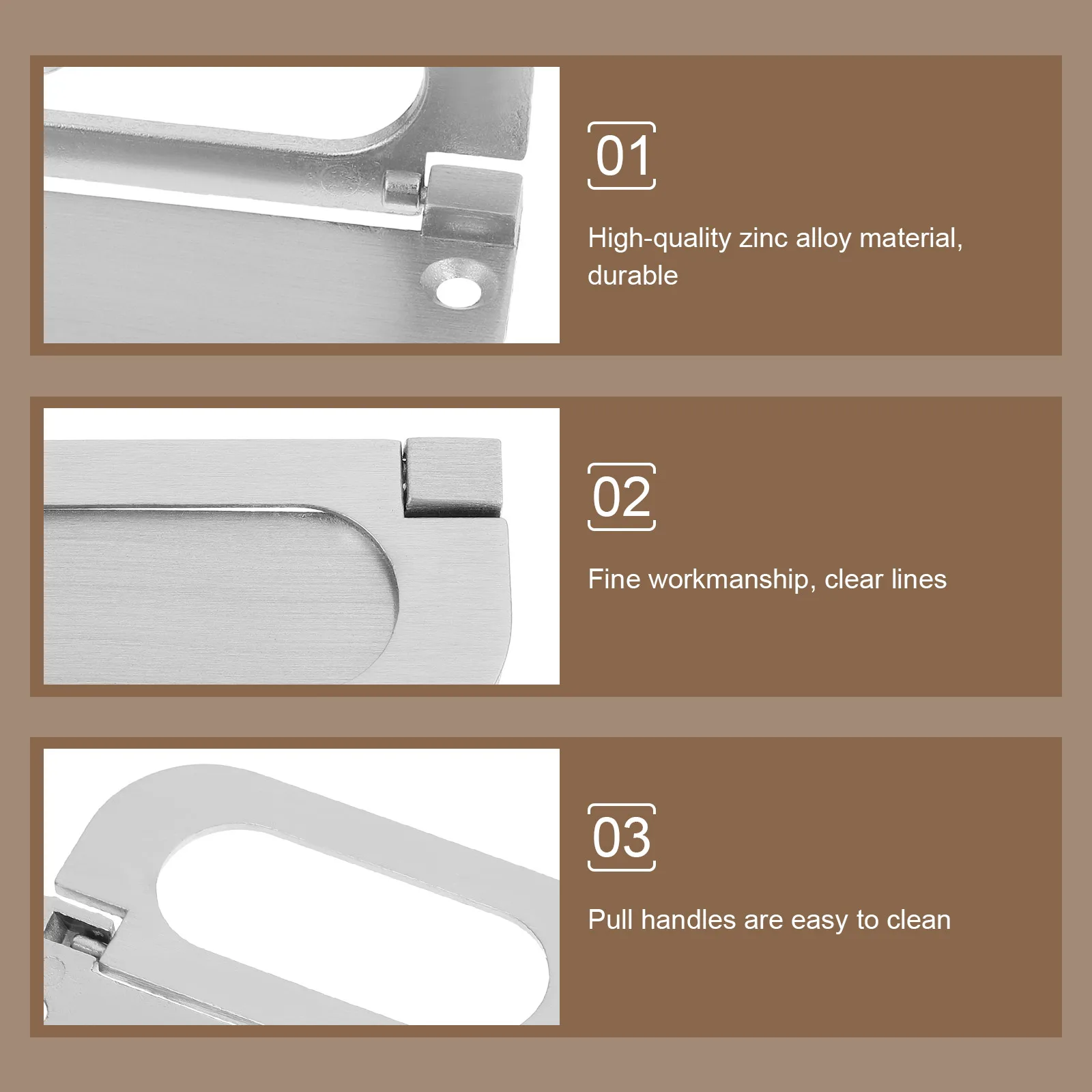 

2 Sets Zinc Alloy Invisible H les 3.5x7.5 Large Size Hidden Closet Kitchen Cabinet Wardrobe Hardware Modern Knobs