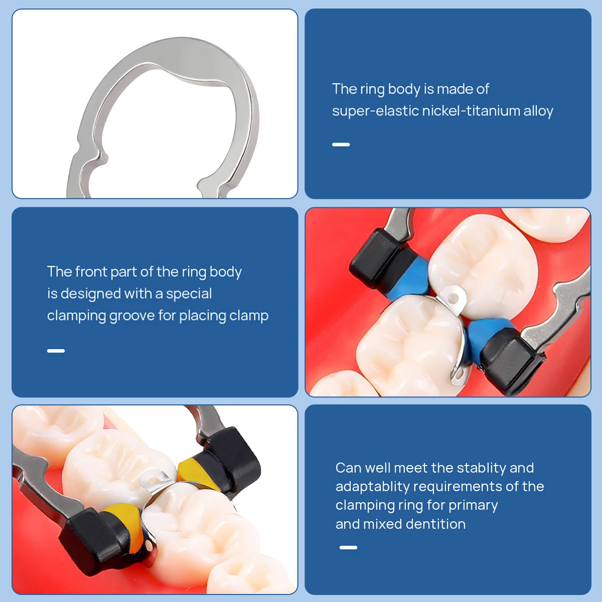 Azdent zestaw matryc segmentowych dentystycznych matryce dentystyczne klip pierścień opaski matrycowe kliny dentystyczne plastikowe narzędzie