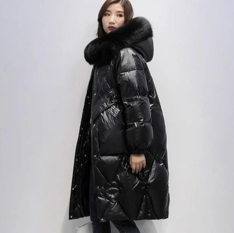 2025 jaqueta feminina espessada no inverno para retenção de calor casaco feminino médio longo elegante suave sem lavagem solto