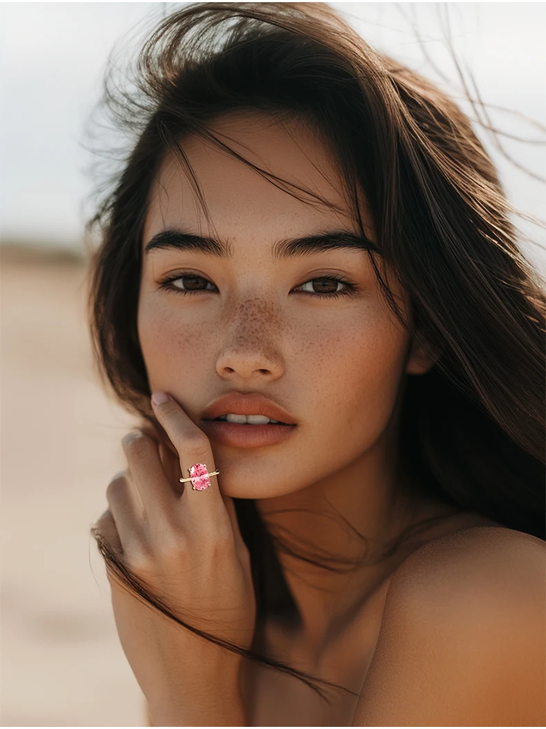 JEWELLWANG 18K Gold Personalisierte Ringe Ovaler Schliff Laborgezüchteter Saphir Padparadscha Ring Damen Verlobungs- und Antragsring Edelschmuck – Detail 22