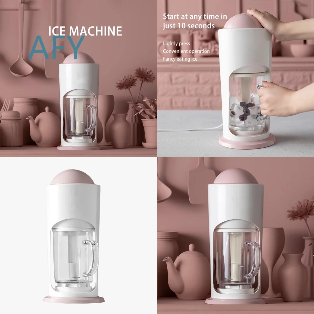 Electric Ice Crusher for Shaved Ice Machine for Smoothies Juicing Blending Frozen Drinks 500ml Compact Multi Function Small